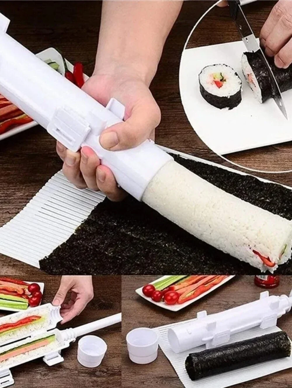 White Sushi Roll Maker Kit - Easy Rice & Filling Mold
